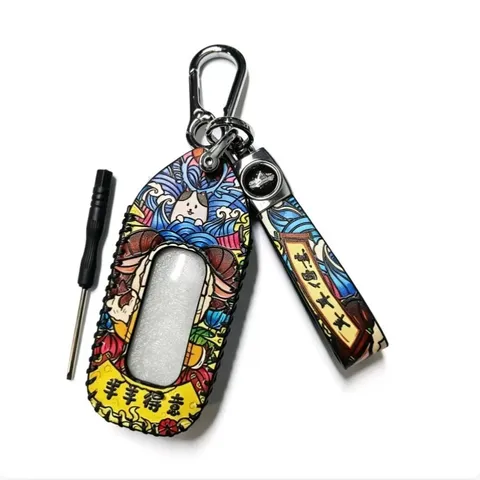 Handmade Chinese Zodiac PU Leather Car Keychain Bag Pendant Cute Animal Key Ring Decorative Accessory Gift