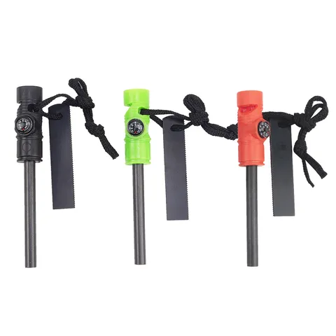 Multifunctional Survival Fire Starter Magnesium Rod With Compass Whistle Emergency Outdoor Camping Hiking Survival Tool