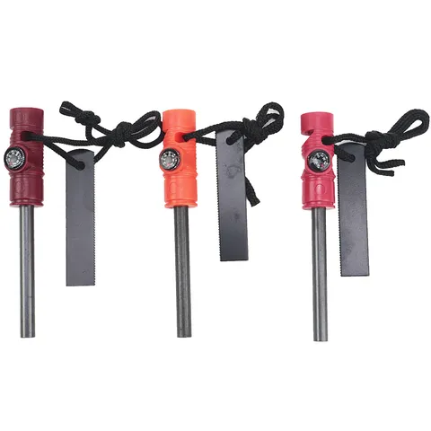 Multifunctional Survival Fire Starter Magnesium Rod With Compass Whistle Emergency Outdoor Camping Hiking Survival Tool