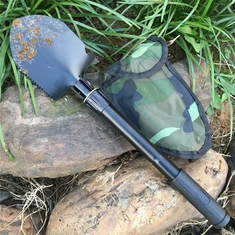 Pelle Pliable Multifonctionnelle Portable en Acier au Carbone Pelle de Camping Pour Survie Extérieure Randonnée Jardinage Secours d'Urgence