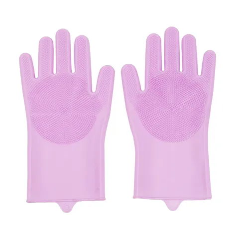 Gants de Nettoyage de Vaisselle en Silicone Gants Magiques de Gommage Outil de Nettoyage Ménager de Cuisine Avec Brosses Denses