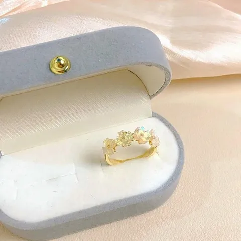 Anillo De Flor De Aleación Y Strass Para Mujeres Elegante Dulce Floral Cristal Claro Anillo De Dedo Declaración Boda Fiesta Joyería