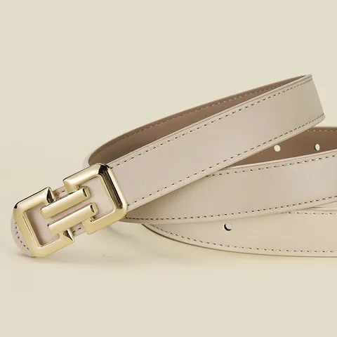 Cinturón De Cuero PU De Moda Para Mujer Hebilla De Placa Geométrica De Aleación Cinturón Fino Minimalista Versátil Para Pantalones