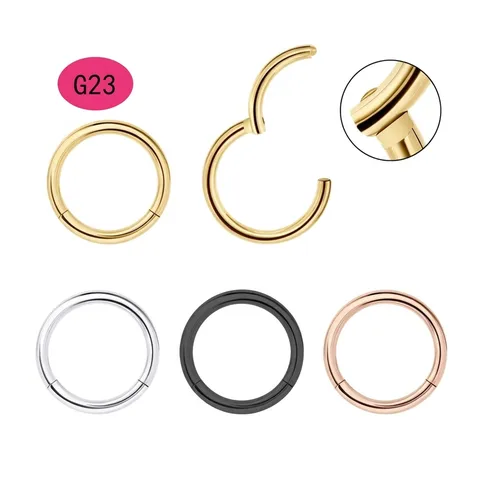 Aro de Nariz de Segmento Clicker con Bisagra de Aleación de Titanio G23 Pendiente de Cartílago Sin Costuras Joyería de Piercing Corporal para Hombre Mujer