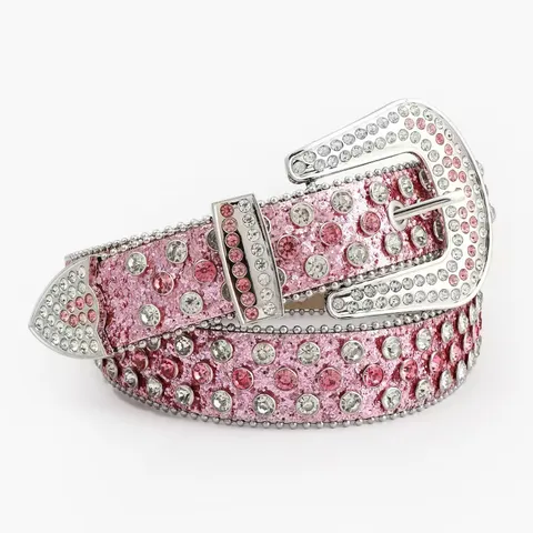 Cintura Western in Pelle PU con Strass per Donna Uomo Cintura a Catena da Vita Punk Vintage con Borchie per Jeans Cintura Moda Streetwear