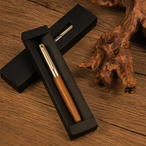 Stylo Plume de Luxe en Bois de Santal Bureau d'Affaires Écriture Signature Stylo Avec Clip et Plume en Métal