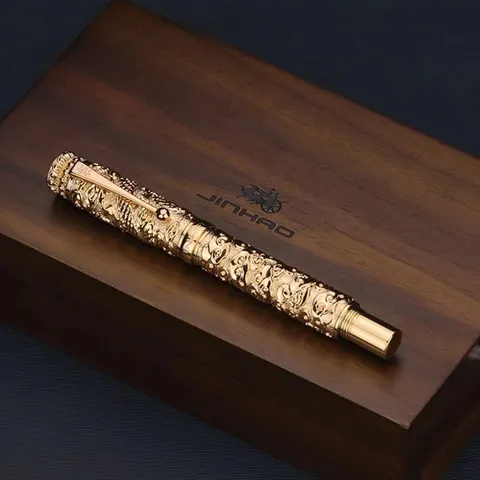 Stylo-Plume en Métal avec Relief de Dragon de Style Chinois Rétro Cadeau d'Affaires Stylo d'Écriture de Calligraphie Pour Étudiants Bureau