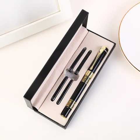 Coffret Cadeau Stylo Plume en Métal de Luxe Avec Design de Dragon et Recharges d'Encre pour Bureau