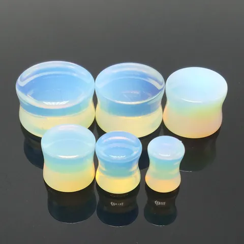Natural Stone Ear Gauges Plugs Double Flared Ear Tunnels Expander Pink Quartz Opal Turquoise Amethyst Body Piercing Jewelry For Unisex