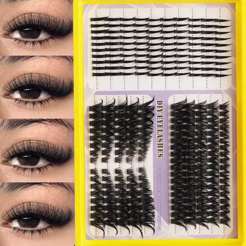 Segmented DIY False Eyelashes Natural Thick Curly Extension Clusters Synthetic Fiber Cluster Lashes For Women Makeup