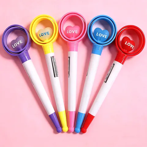 Cartoon Rotating Decompression Gel Pen Creative Stress Relief Toy Pen With Rotating Spinner Top Fun School Stationery Supplies Black Ink Writing Pen For Kids Students