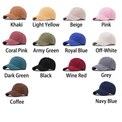 Cappello da Baseball in Velluto a Coste Tinta Unita Classico Stile Coreano Versatile Caldo Regolabile Antivento Parasole Outdoor Sport Casual Unisex