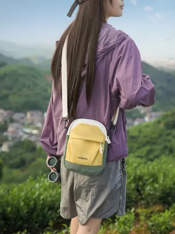 Sac Bandoulière en Nylon Léger Bloc de Couleurs Casual Extérieur Sport Sac à Bandoulière Téléphone Petit Sac à Dos pour Hommes Femmes