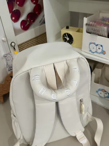 Sac à Dos Étudiant en Nylon Décontracté Avec Poche Plaid Broderie d'Ours Grande Capacité Sac d'École de Voyage Léger pour Femmes Étudiants