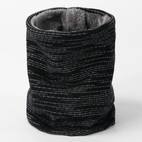 Calentador De Cuello De Punto Cálido De Invierno Unisex Color Sólido Forro Polar Espesado Bufarda Pullover A Prueba De Viento
