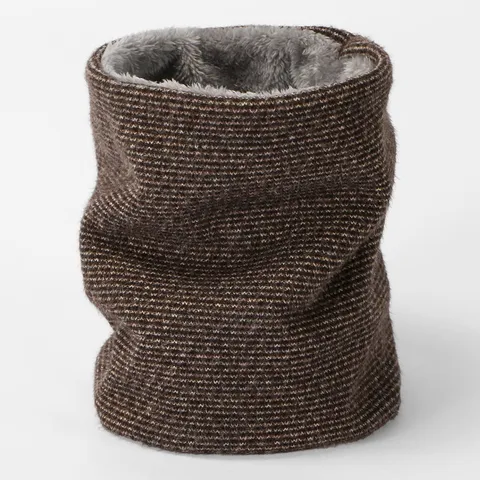 Calentador De Cuello De Punto Cálido De Invierno Unisex Color Sólido Forro Polar Espesado Bufarda Pullover A Prueba De Viento