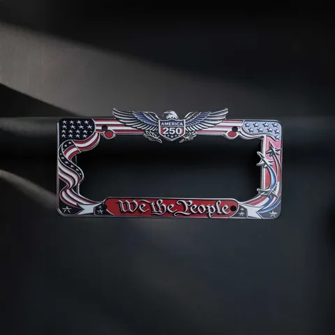 Marco de Matrícula de Coche del 250 Aniversario de EE. UU. Metal Águila Cubierta de Matrícula Patriótica Exterior de Coche Universal