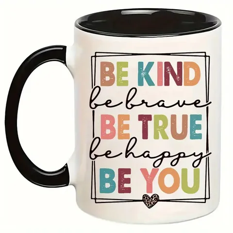 Ceramic Coffee Mug Inspirational Quote Printed Office Tea Cup Microwave Safe Minimalist Water Mug For Home Daily Use
