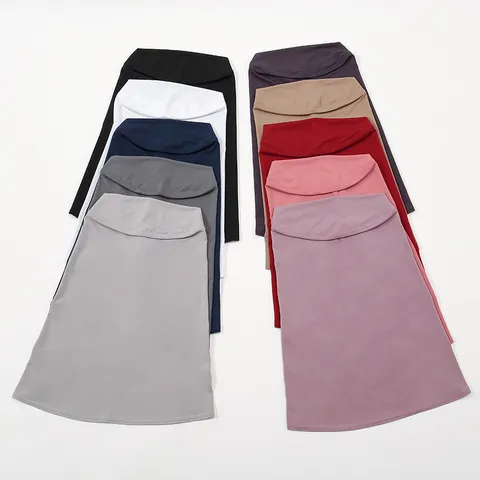 Women Crystal Fabric Hijab Headscarf Pullover Cap Muslim Neck Protection Outdoor Sunscreen Solid Color Fashion Head Wrap