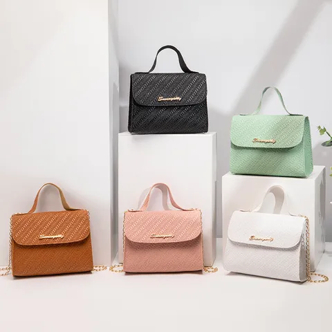 Women Embossed PU Leather Small Square Bag Crossbody Chain Bag Top Handle Messenger Shoulder Bag Casual Daily Matching Handbag