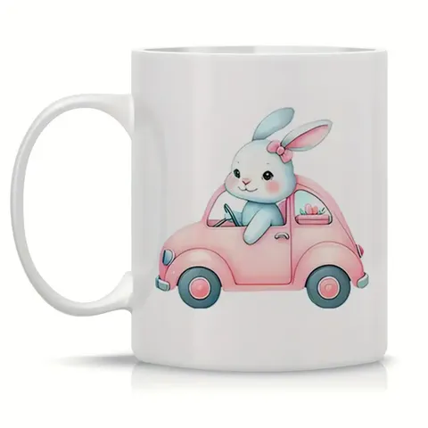 White Ceramic Coffee Mug Office Tea Cup With Cute Cartoon Print Microwave Safe Ceramic Drinkware For Home Kitchen