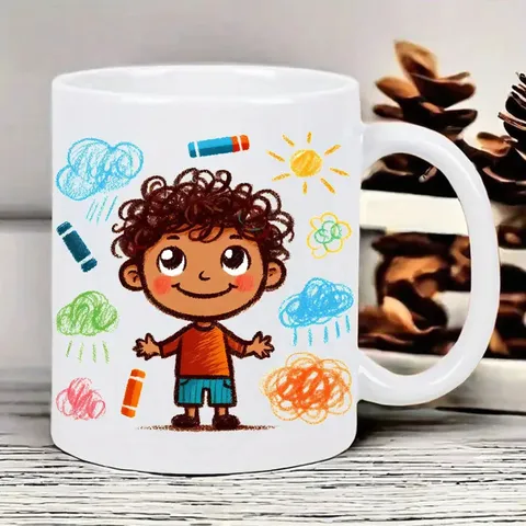 Tazza da Caffè in Ceramica Moderna Minimalista Tazza in Ceramica Stampata Ufficio Casa Bicchieri Carino Cartone Animato Modello d'Arte