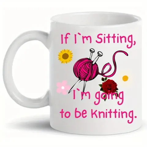 White Ceramic Coffee Mug Office Tea Cup With Cute Printed Design Ergonomic C-Handle Microwave Safe Drinkware