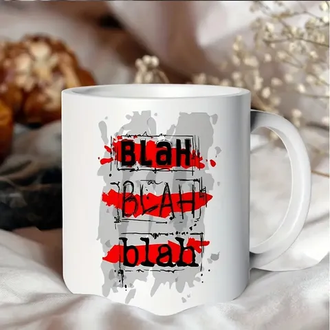 White Ceramic Coffee Mug With Cute Printed Patterns Ergonomic C-Handle Office Tea Cup Microwave And Dishwasher Safe