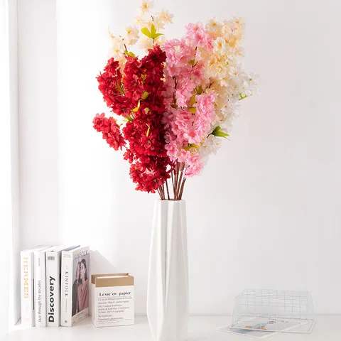 Artificial Cherry Blossom Branches Silk Fake Flowers For Indoor Home Living Room Wedding Party Decorative Floral Arrangement