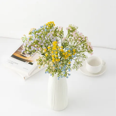 Plastic Baby's Breath Artificial Flowers Forked Fake Floral Branch For Home Wedding Decor Pastoral Style