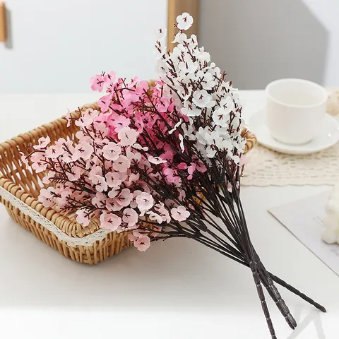 Künstliche Schleierkraut Seidenblumen 5-Gabel Kleine Zweige Falsche Blumen Für Haus Hochzeit Dekoration Blumenarrangement