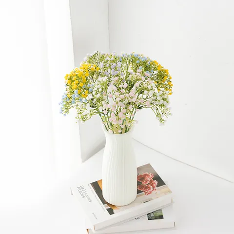 Plastic Baby's Breath Artificial Flowers Forked Fake Floral Branch For Home Wedding Decor Pastoral Style