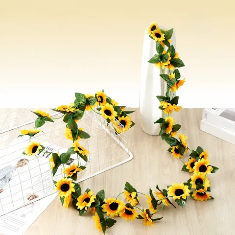 Artificial Sunflower Flower Vine Silk Garland Hanging Plant For Home Garden Wedding Photography Party Decor