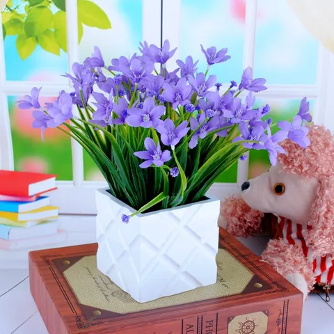 Artificial Orchid Lily of the Valley Flower Bouquet Silk Fake Flowers For Home Bedside Decor