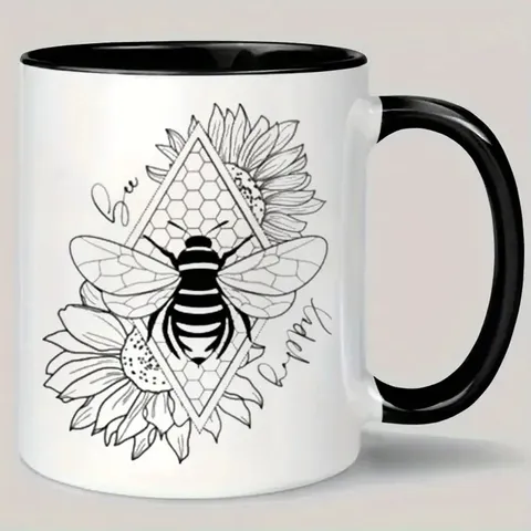 Taza De Café De Cerámica Bonita Taza De Cerámica Estampada Para Oficina Hogar Bebidas Diarias Taza De Patrón Vacacional Variado