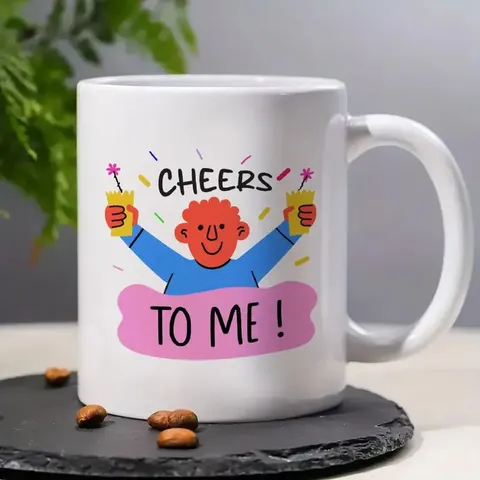 White Ceramic Coffee Mug With Custom Printed Illustration For Office And Home Daily Drinkware Gift Cup