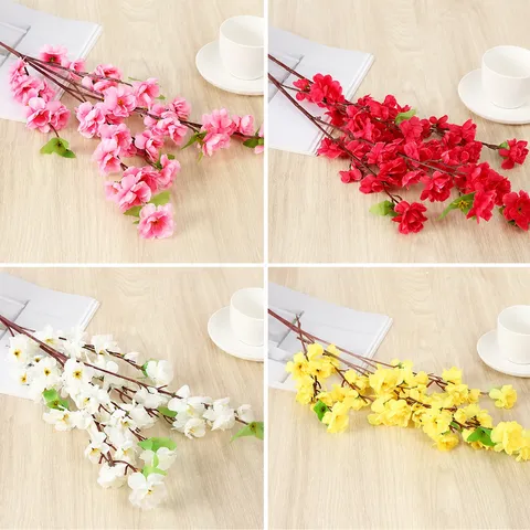 Artificial Plum Peach Blossom Silk Flower Branch Fake Tree Branches For Wedding Home Decor Party