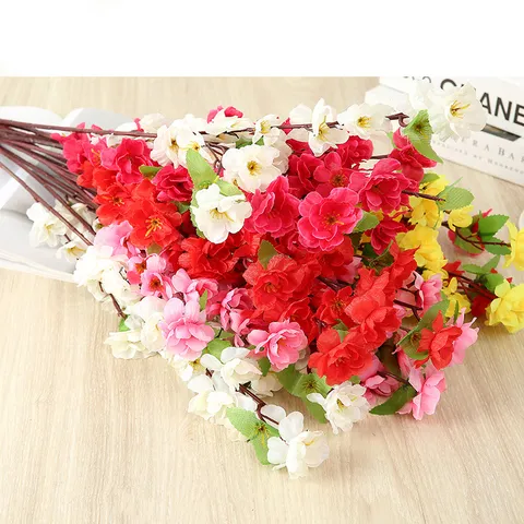 Artificial Plum Peach Blossom Silk Flower Branch Fake Tree Branches For Wedding Home Decor Party