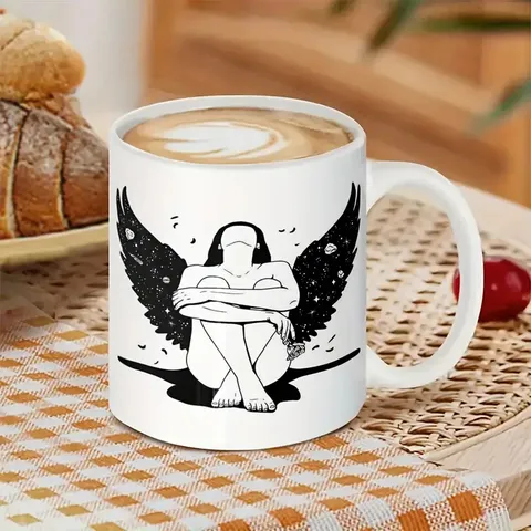 Tazza da Caffè in Ceramica Moderna Minimalista Grazioso Motivo Artistico Cartone Animato Ufficio Casa Regalo