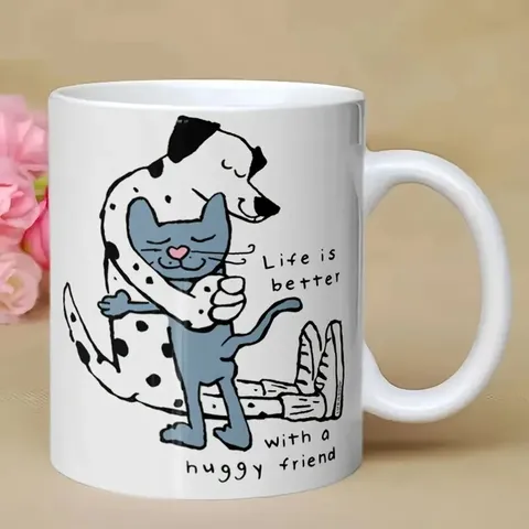 Tazza da Caffè in Ceramica Moderna Minimalista Grazioso Motivo Artistico Cartone Animato Ufficio Casa Regalo