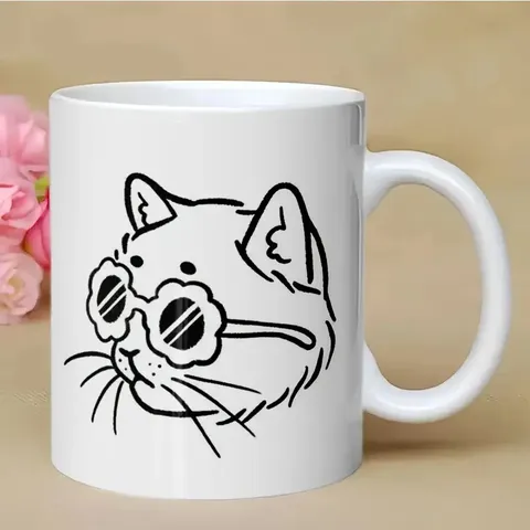 Ceramic Coffee Mug Office Water Cup Cute Cartoon Graphic Print Mug Microwave Safe Daily Drinkware Gift
