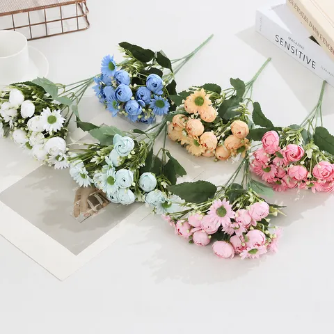 Artificial Daisy Flower Bouquet Silk Flowers Bunch For Wedding Home Table Party Decor Floral Arrangement