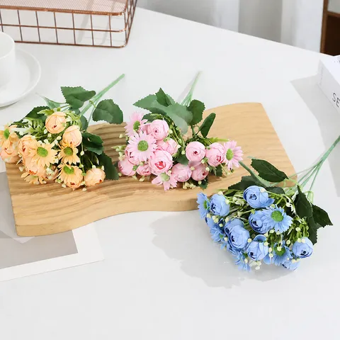 Artificial Daisy Flower Bouquet Silk Flowers Bunch For Wedding Home Table Party Decor Floral Arrangement