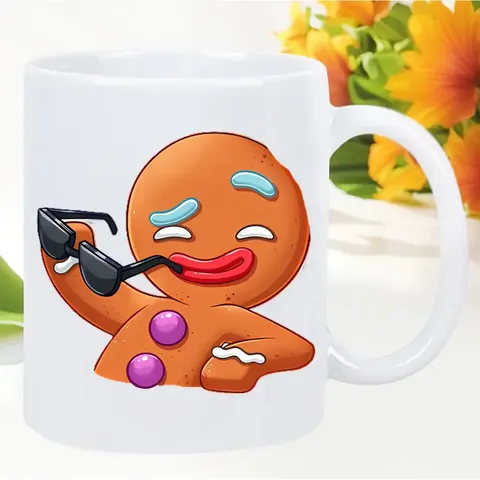 White Ceramic Coffee Mug Office Tea Cup with Cute Cartoon Print Dishwasher Microwave Safe Daily Drinkware Gift