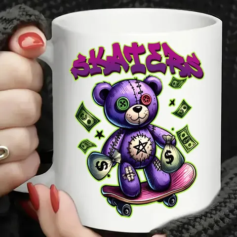 Keramik Kaffeetasse Süß Cartoon Druck Keramik Tasse Mit Griff Büro Tägliche Trink Tasse Mikrowellengeeignet Teetasse