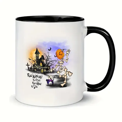 Keramische Koffiekop Kantoor Drinkgerei Met Handvat Geprint Patroon Schattig Ontwerp Mode Theekop Cadeau Voor Thuis Dagelijks Gebruik