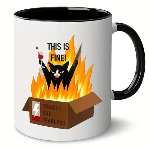 Taza De Café De Cerámica Creativa Eslogan Divertido De Dibujos Animados Estampado Taza De Agua De Oficina Estilo Minimalista Moderno Regalo