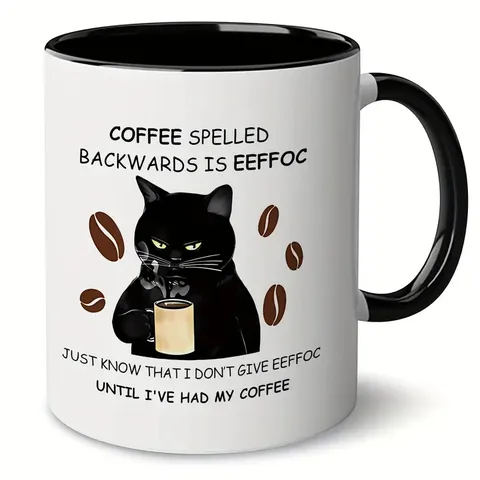 Taza De Café De Cerámica Creativa Eslogan Divertido De Dibujos Animados Estampado Taza De Agua De Oficina Estilo Minimalista Moderno Regalo