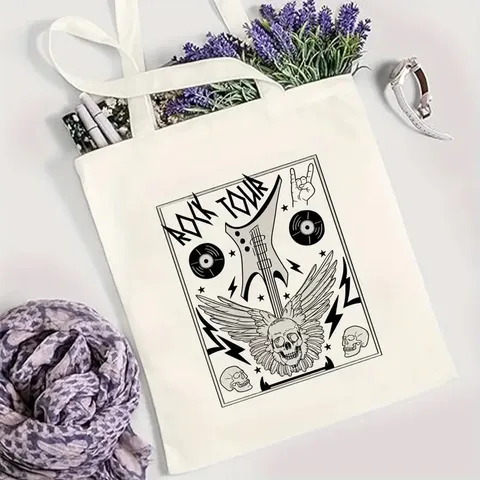 Borsa Tote in Tela Casual Moda Stampa con Lettere Borsa a Tracolla Borsa da Donna