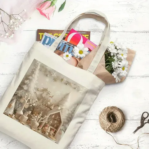 Lässige Canvas Tragetasche für Damen Mode Schulter Handtasche Wiederverwendbare Umweltfreundliche Einkaufstasche
